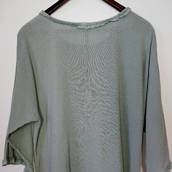 Oh My Gauze Cotton Top Womens Size 2 Large Sage Green Lagenlook Relaxed Casual - Picture 6 of 12